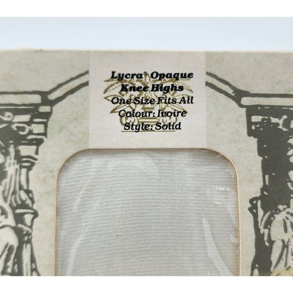NEW Vtg Gracile Hosiery Lycra Opaque Knee Highs Style 039 Solid Ivory ONE SIZE - Picture 2 of 4